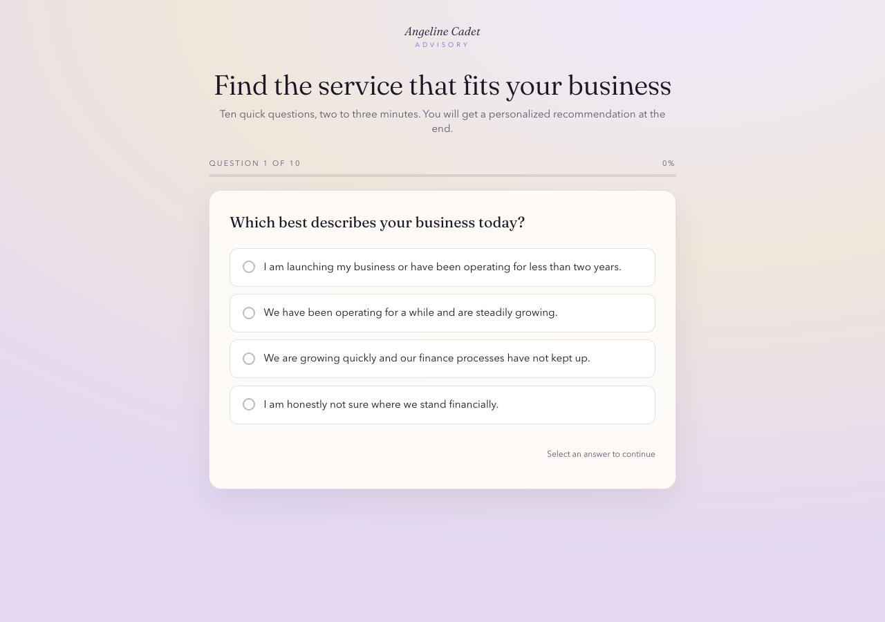 Service recommendation quiz